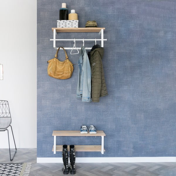 Attaccapanni da parete bianco/di colore naturale in metallo con scaffale 76 cm Marco – Spinder Design-image-1