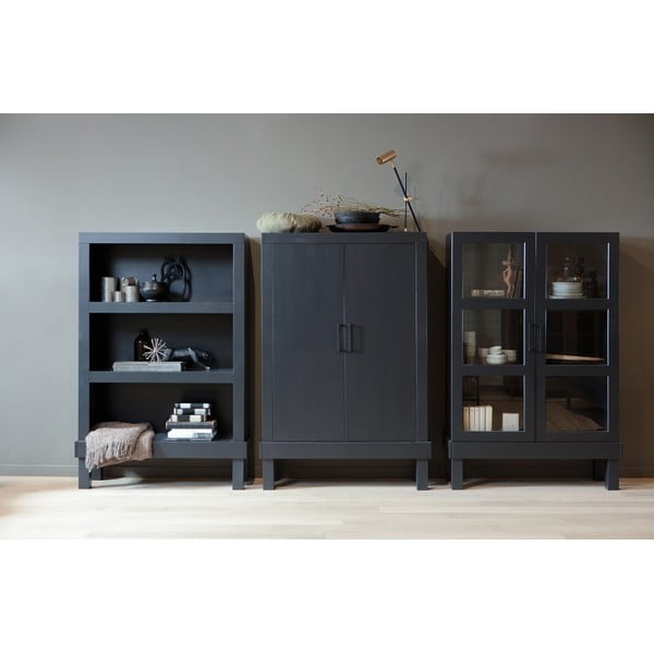 Vetrina nera in pino massiccio 107x160x39 cm Bonk – WOOOD-image-1