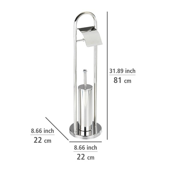 Scopino con porta carta igienica in argento Vasto - Wenko-image-3