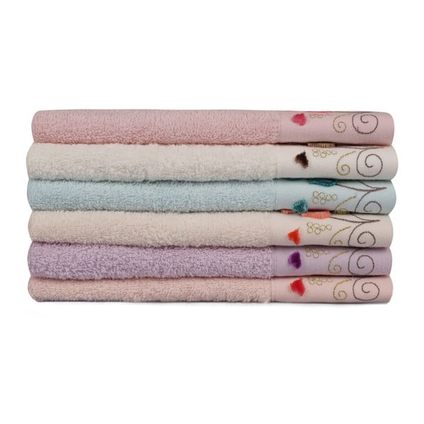 Set di 6 asciugamani in puro cotone Hanna, 30 x 50 cm - Foutastic