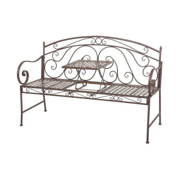 Panca da giardino marrone in metallo Saket – Garden Pleasure-image-2