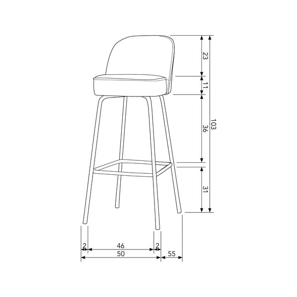 Sgabello da bar azzurro in velluto (altezza della seduta 79 cm) Vogue – WOOOD-image-2
