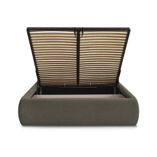 Letto matrimoniale imbottito verde scuro con contenitore/senza testiera con rete inclusa 160x200 cm Inera – Bobochic Paris-image-4