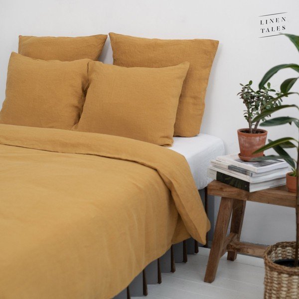 Biancheria da letto in fibra di canapa gialla 200x140 cm - Linen Tales-image-1