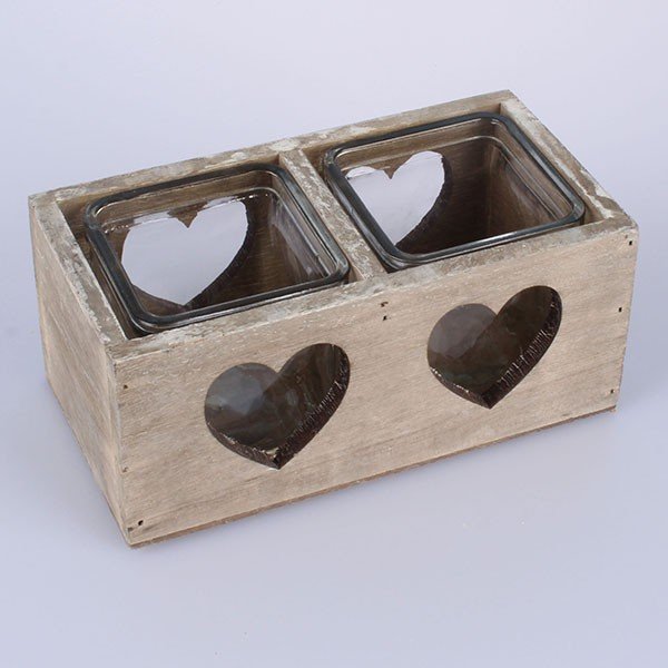 Dřevěný svícen na 2 svíčky Country