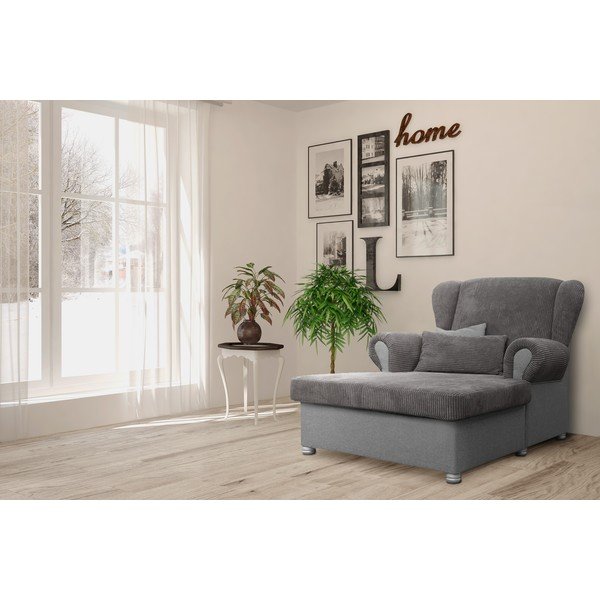 Chaise longue grigio tortora con rivestimento in velluto a coste Lord – Ropez-image-1