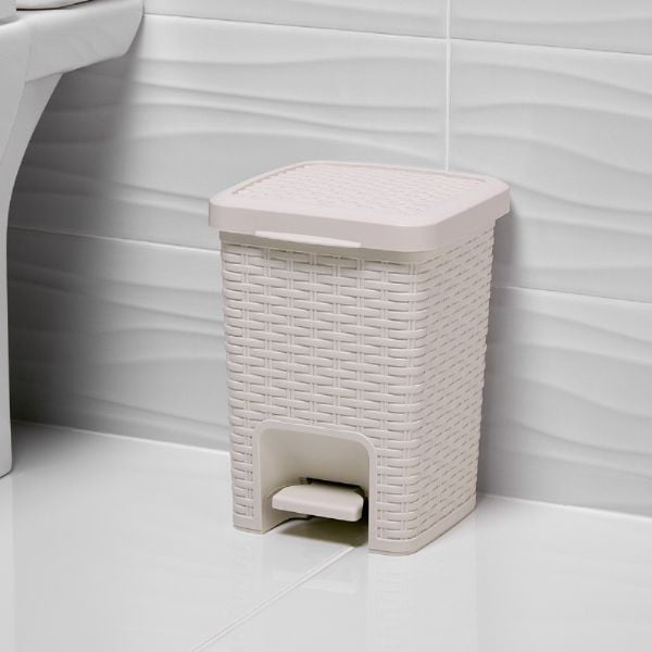 Cestino a pedale per il bagno color crema Cestino a pedale in rattan Calico, 6 l - Addis-image-2