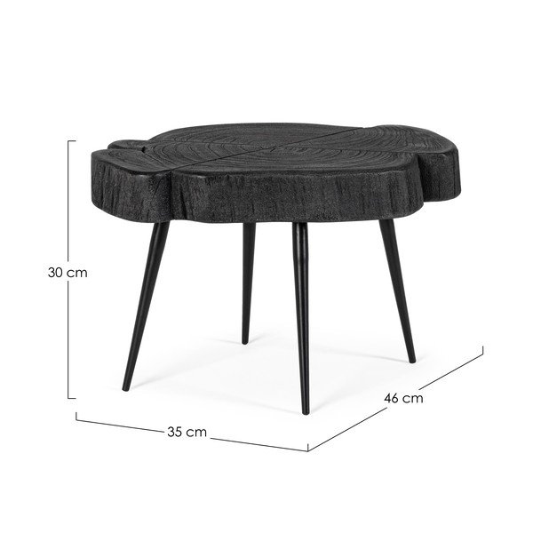 Tavolino da salotto nero con piano in acacia 35x46 cm Zakia – Bizzotto-image-4