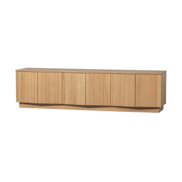 Mobile TV di colore naturale in rovere massiccio 200x52x45 cm Zuma – WOOOD-image-2