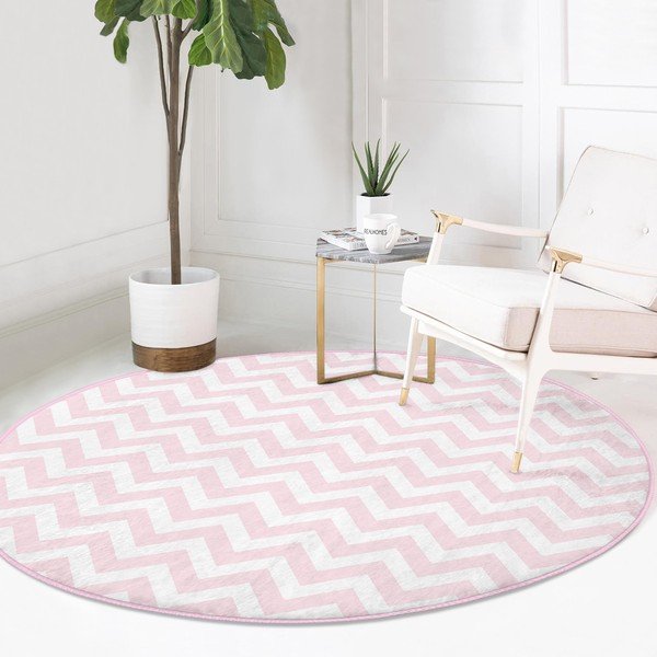 Tappeto rotondo lavabile rosa chiaro adatto per aspirapolvere robot ø 120 cm Comfort - Mila Home-image-2