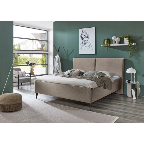 Letto matrimoniale imbottito grigio tortora con contenitore con rete inclusa 180x200 cm Lando – Meise Möbel-image-1