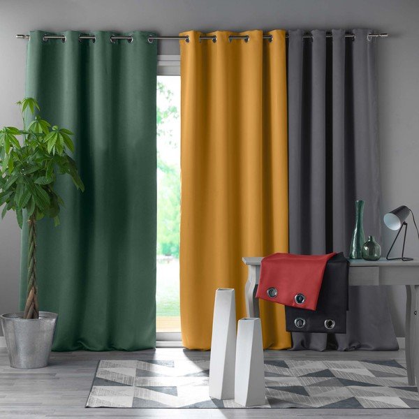 Tenda oscurante giallo ocra 135x240 cm Occult – douceur d'intérieur-image-2