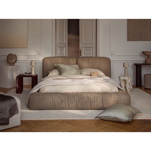 Letto matrimoniale imbottito color petrolio con contenitore con rete inclusa 200x200 cm Martina – Micadoni -image-1