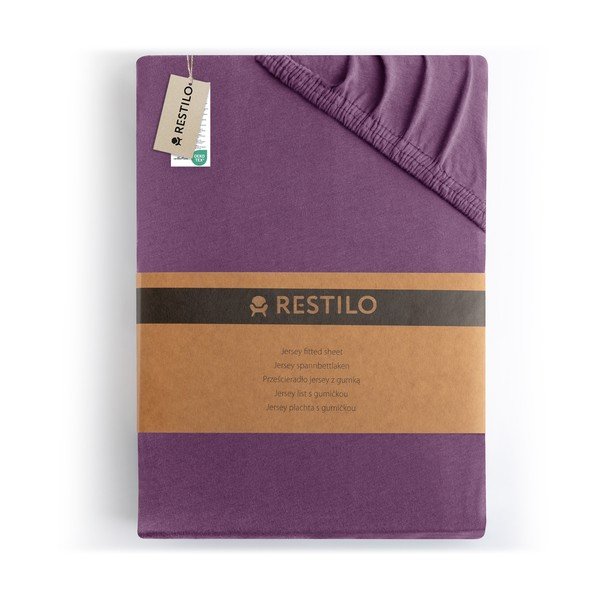 Lenzuolo con angoli viola in jersey 220x200 cm Amber – Restilo-image-4