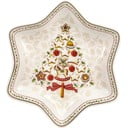 Ciotola da portata in porcellana rossa e bianca con motivo di stelle natalizie Villeroy & Boch Gingerbread Village, 24,5 x 24,5 cm Tree - Villeroy&Boch