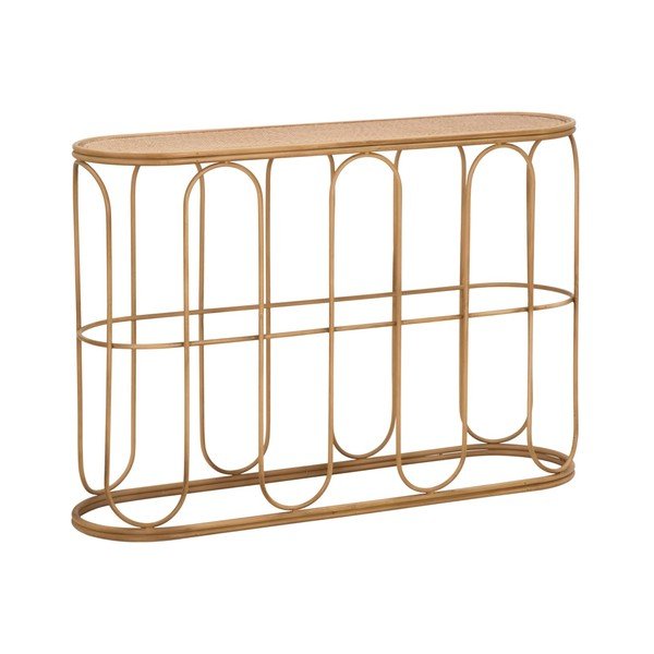 Tavolo consolle di colore naturale in rattan 32x110 cm Samui – Mauro Ferretti