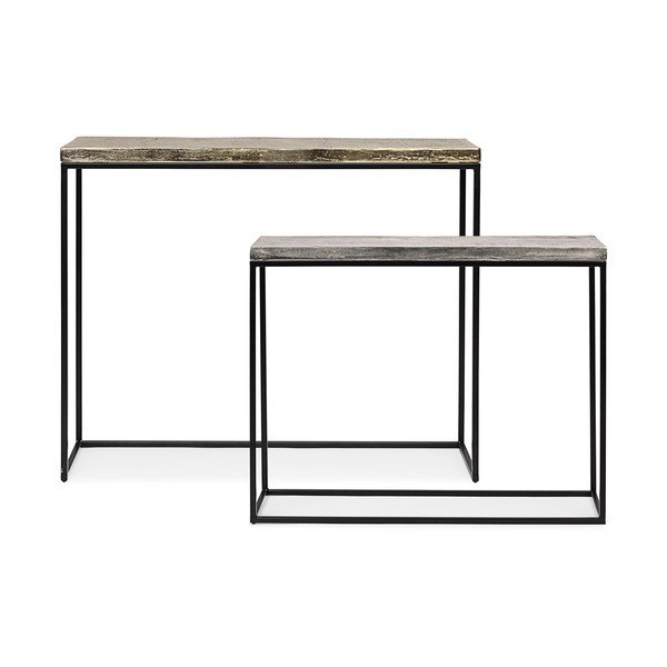 Set di tavoli consolle in metallo 2 pz 29x99 cm Amira – Bizzotto-image-4