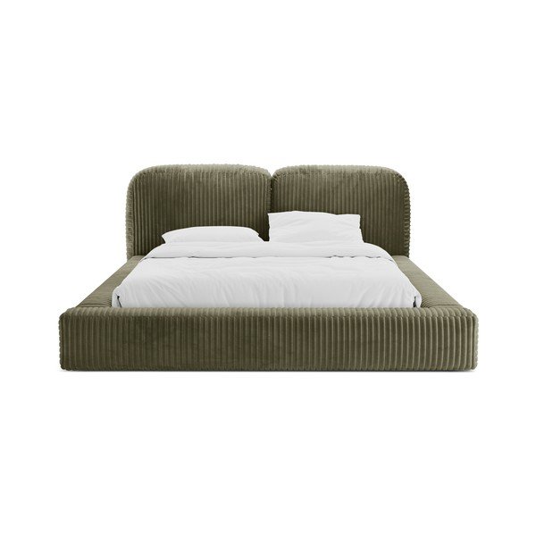 Letto matrimoniale imbottito verde con contenitore con rete inclusa 200x200 cm Martina – Micadoni -image-4