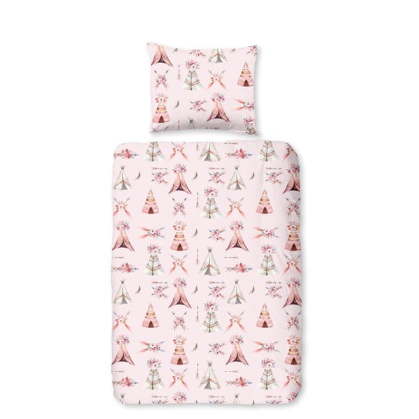 Set copripiumino e federa da bambini rosa in cotone per culla 100x135 cm Boho – Good Morning