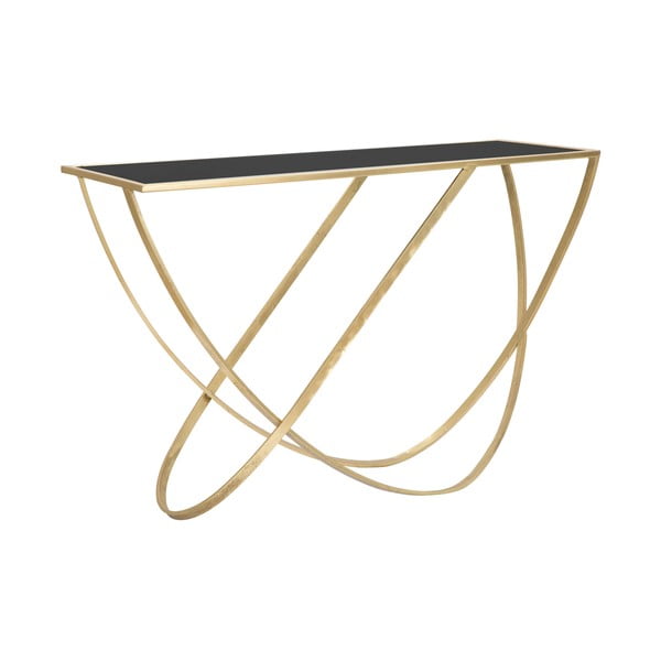 Consolle con piano in vetro nero e oro 40x120 cm Ring - Mauro Ferretti
