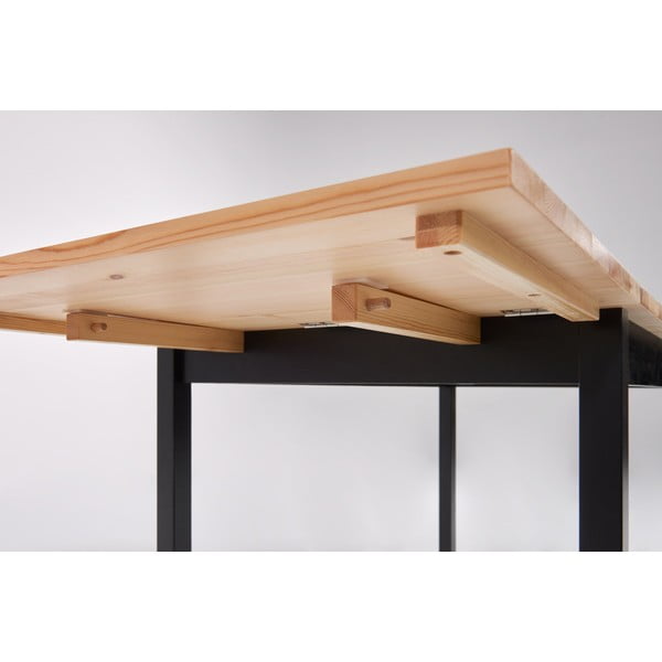 Tavolo da pranzo pieghevole in pino con struttura nera , 120 (200) x 70 cm Brisbane - Bonami Essentials-image-4