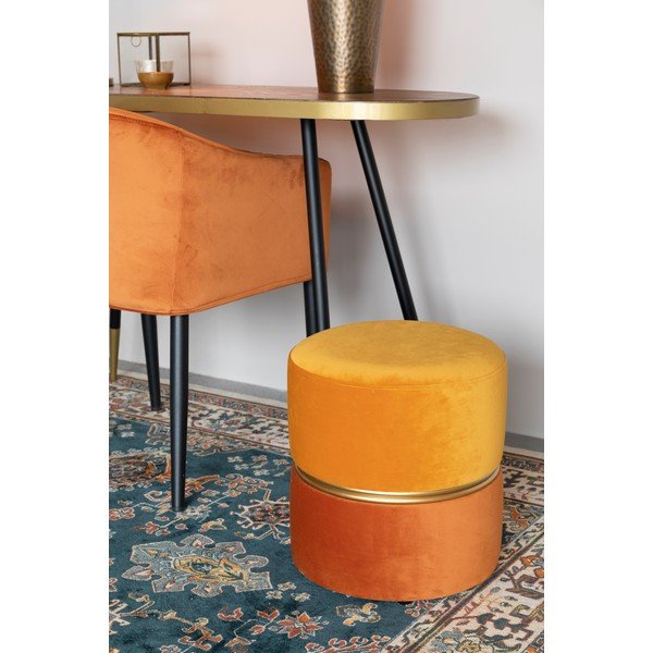 Poggiapiedi arancione con rivestimento in velluto Bubbly – White Label-image-1