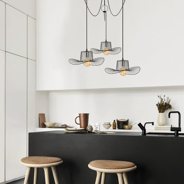 Lampadario nero con paralume in metallo ø 78 cm Tel – Opviq lights-image-4