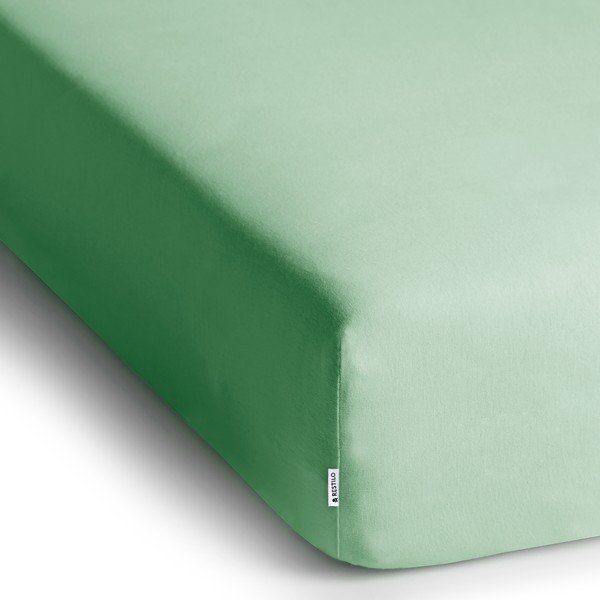 Lenzuolo con angoli verde chiaro in jersey 90x200 cm Amber – Restilo-image-2