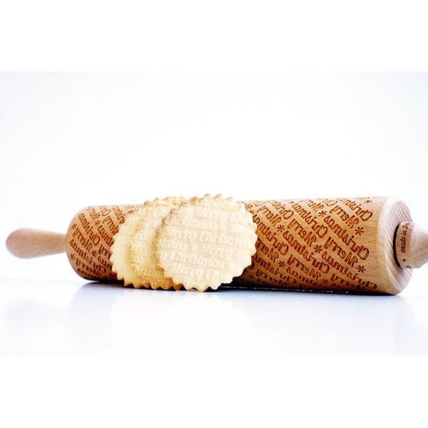 Rullo per pasta in legno a rilievo natalizio con Merry Christmas - Valek-image-3