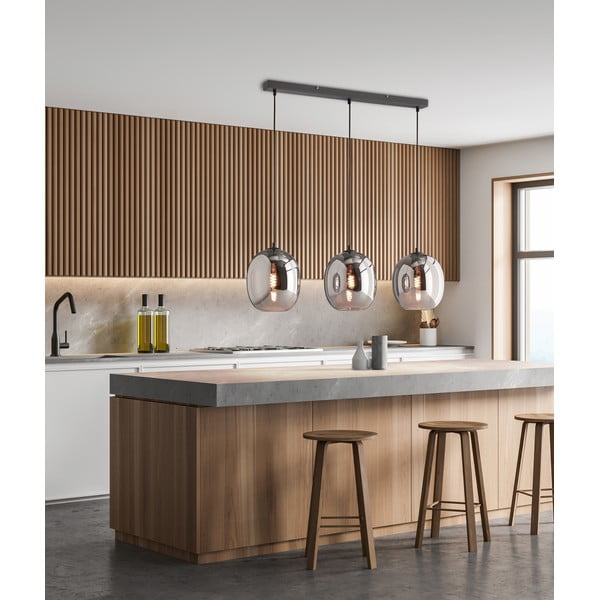 Lampadario nero con paralume in vetro Nayla - Fischer & Honsel-image-1