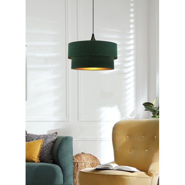 Lampada a sospensione in colore petrolio con paralume in tessuto ø 35 cm Scopello - Candellux Lighting-image-1