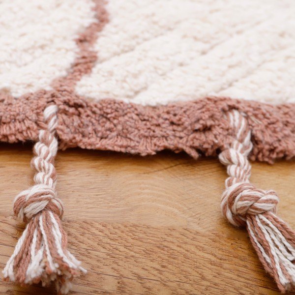 Tappeto a mano in cotone bianco e marrone, ø 120 cm Come - Nattiot-image-4
