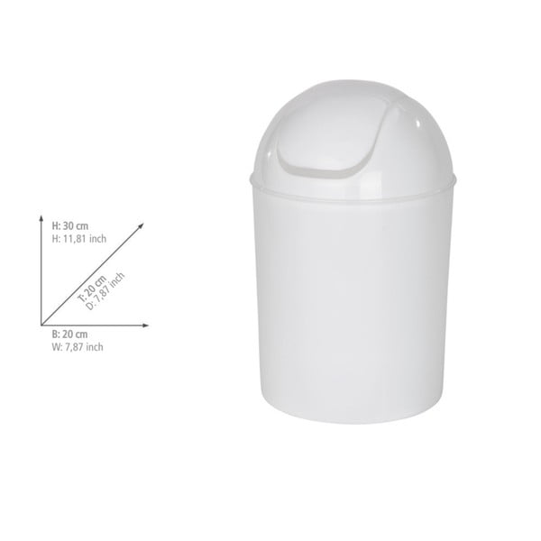 Cestino per la spazzatura bianco lucido in acciaio inox 6 l Economic – Wenko-image-3