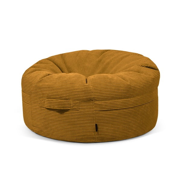 Puof a sacco color senape con rivestimento in velluto a coste Roll 105 – SLOWDOWN