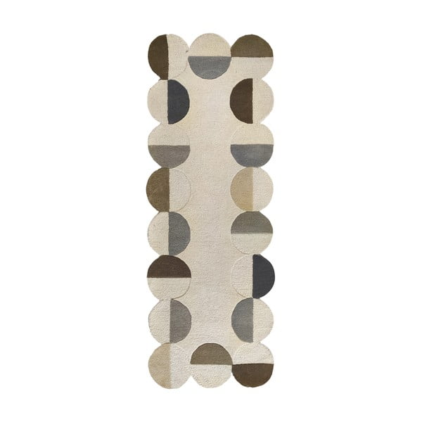 Passatoia greige in lana tessuta a mano 80x230 cm Mia Scallop Frame – Flair Rugs