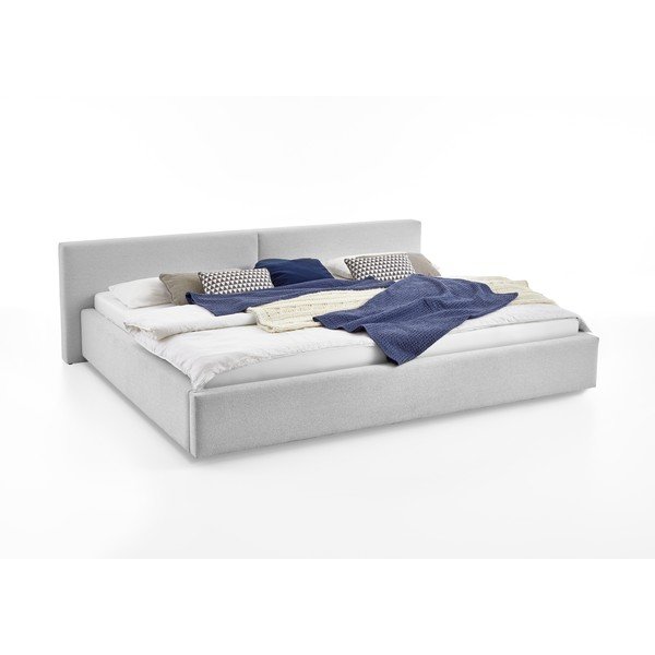 Letto matrimoniale imbottito grigio con contenitore con rete inclusa 200x240 cm Cube – Meise Möbel
