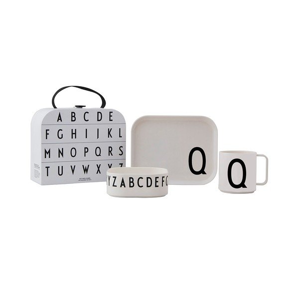 Set da pranzo per bambini a 3 pezzi con valigetta Classics Q A-Z - Design Letters
