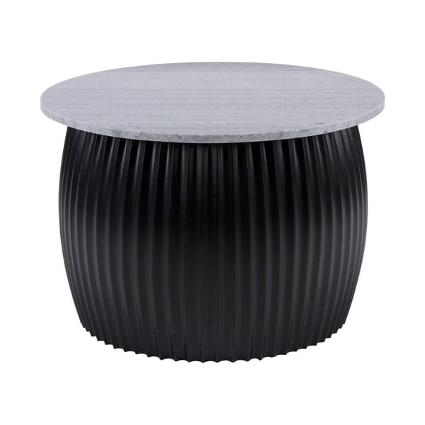 Tavolino rotondo nero con piano in marmo ø 52 cm Luscious - Leitmotiv
