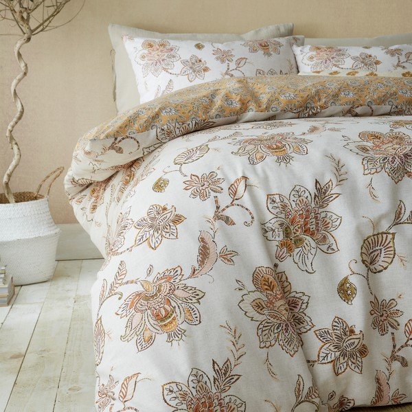 Biancheria da letto singola marrone-beige 135x200 cm Sahara Floral - Pineapple Elephant-image-4