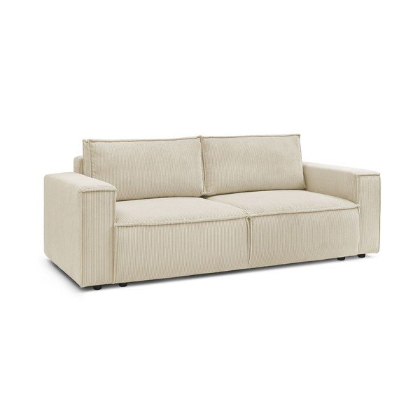 Divano letto in velluto a coste beige 245 cm Nihad - Bobochic Paris-image-3