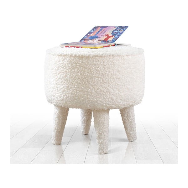 Pouf bianco per bambini in tessuto bouclé Moouv - Artie-image-2
