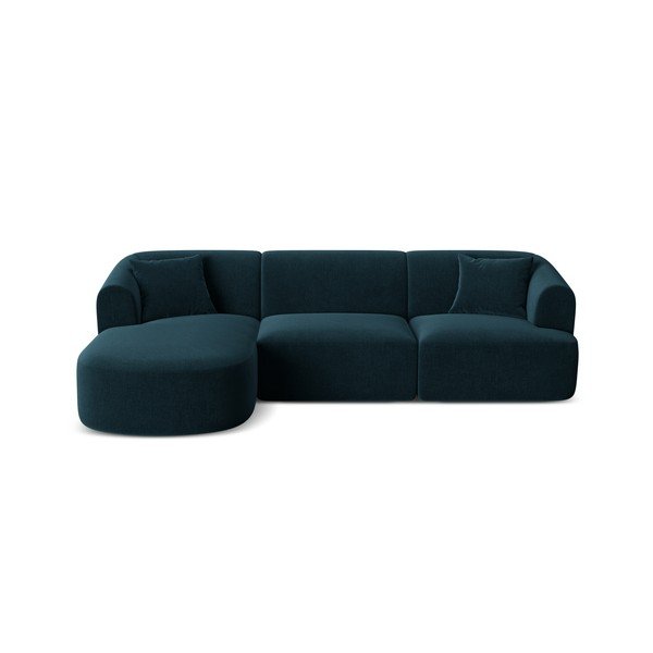 Divano angolare color petrolio (con penisola a sinistra/con chaise lounge) con rivestimento in velluto Campi – Cosmopolitan Design