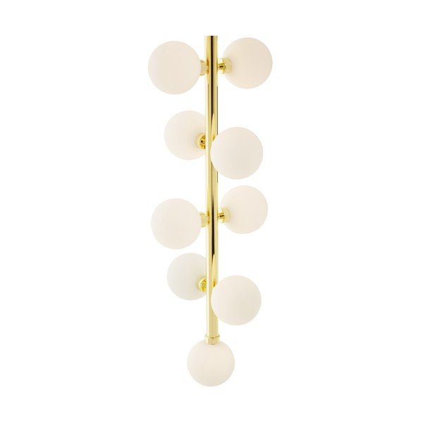 Lampadario bianco/dorato in metallo con paralume in vetro ø 27 cm Trieste – Premier Housewares-image-1