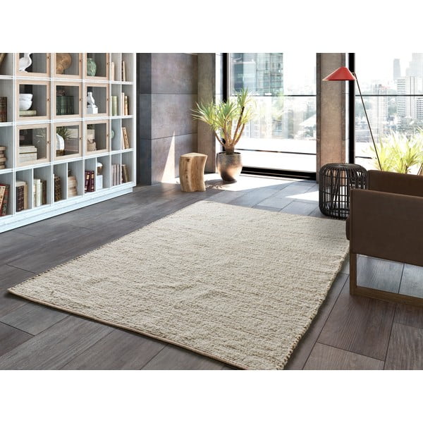 Tappeto beige in cotone tessuto a mano 120x170 cm Reimagine – Universal-image-1