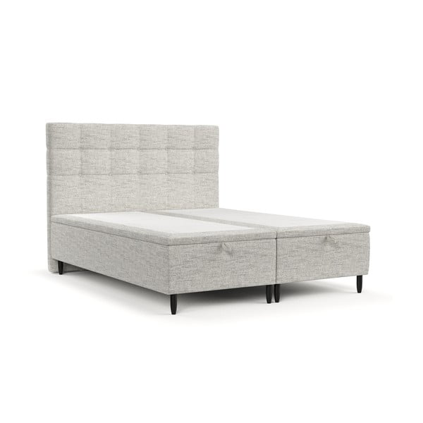 Letto matrimoniale imbottito grigio chiaro con contenitore 140x200 cm Senses - Maison de Rêve