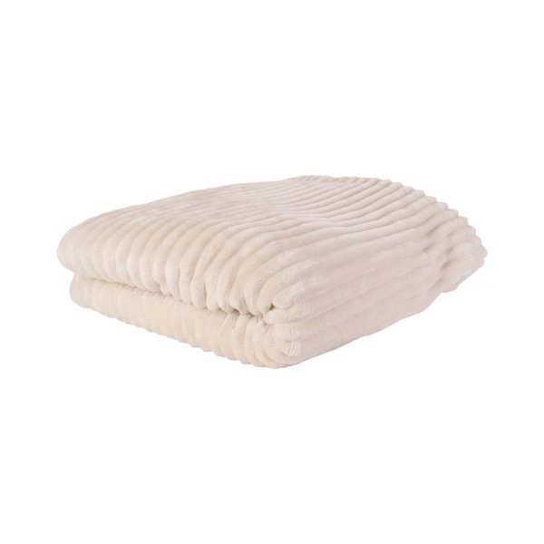 Plaid a coste in velluto crema, 150 x 200 cm Big Ribbed - PT LIVING