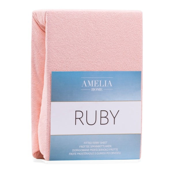 Lenzuolo con angoli in spugna rosa chiaro 160x200 cm Ruby - AmeliaHome-image-2