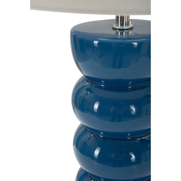 Lampada da tavolo bianca/blu in ceramica con paralume in tessuto (altezza totale 46 cm) Torr – Mauro Ferretti-image-3