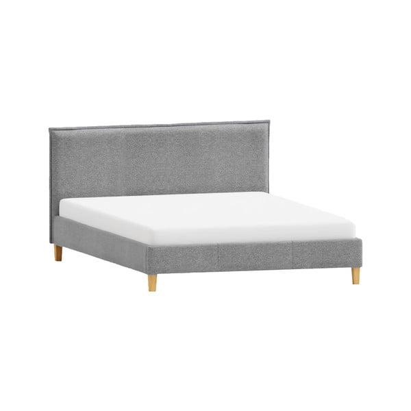 Letto matrimoniale grigio imbottito con griglia inclusa 160x200 cm Tina – Ropez