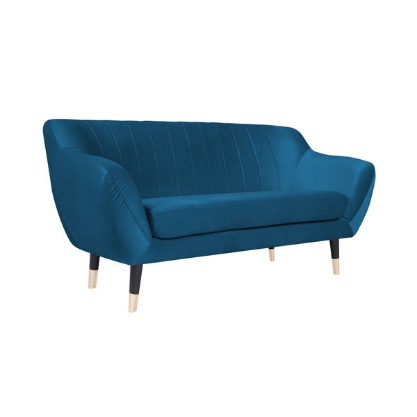 Divano blu con gambe nere Benito, 158 cm - Mazzini Sofas-image-2